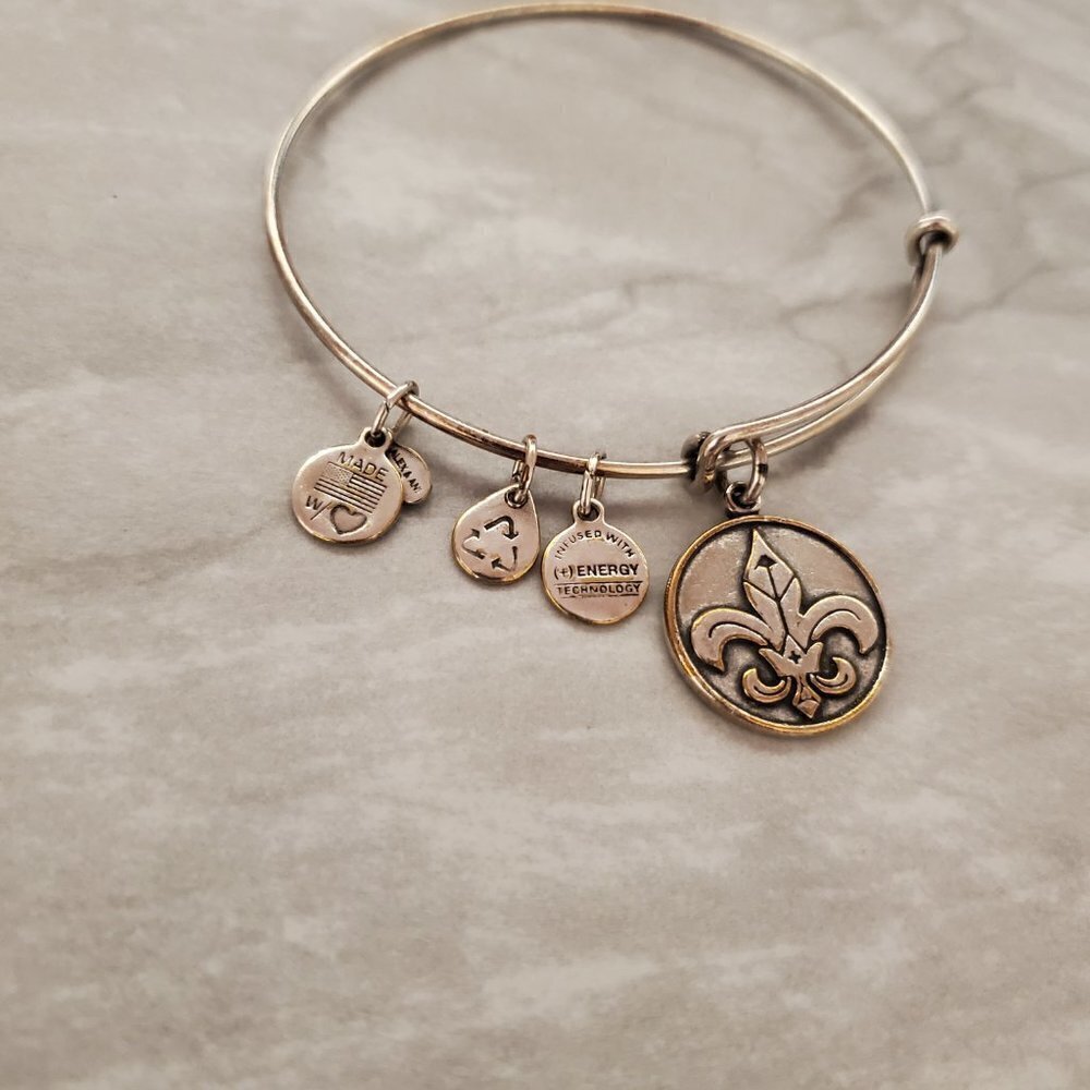 ⚜ Alex and Ani Fleur De Lis Silver Expandable Charm Bracelet ⚜ - Picture 2 of 5